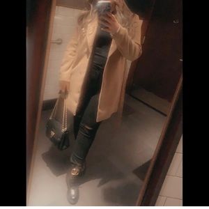 H&M size medium tan wool coat with tie